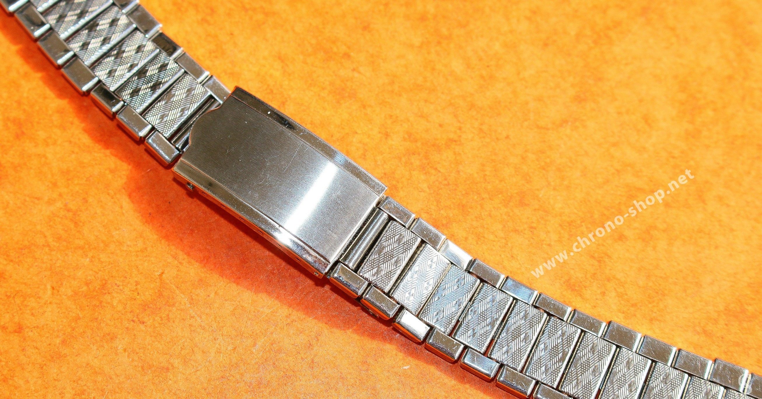 Unsigned flat-link, folded links, 1960s watch Steel band 18mm Bracelet ...