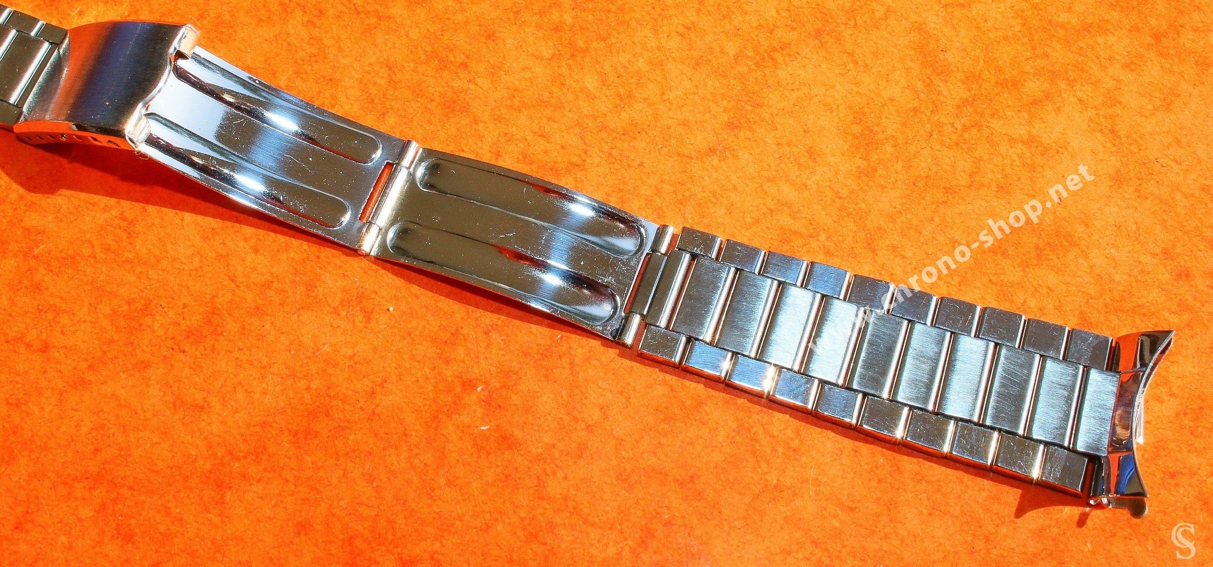 Bracelet 20mm Unsigned flat-link, folded links, 1960s watch Steel band ...