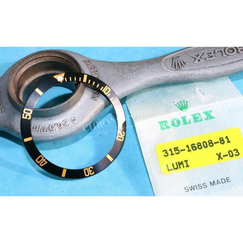 Rolex 90's Glossy Black color Submariner Date Tutone 16803, 16613, 16808, 16618 Watch Bezel Graduated Luminova Insert Part