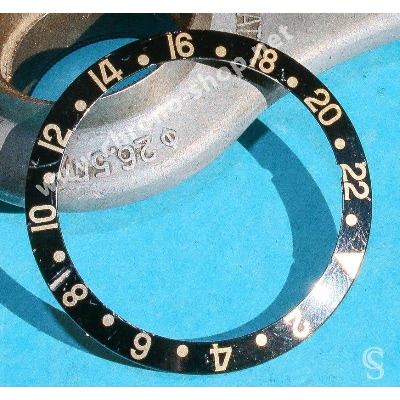 ROLEX RARE INSERT GRADUE 24H JAUNE & NOIR DE LUNETTE MONTRE ROLEX GMT MASTER II 16713, 16718 SERIFS FAT FONT