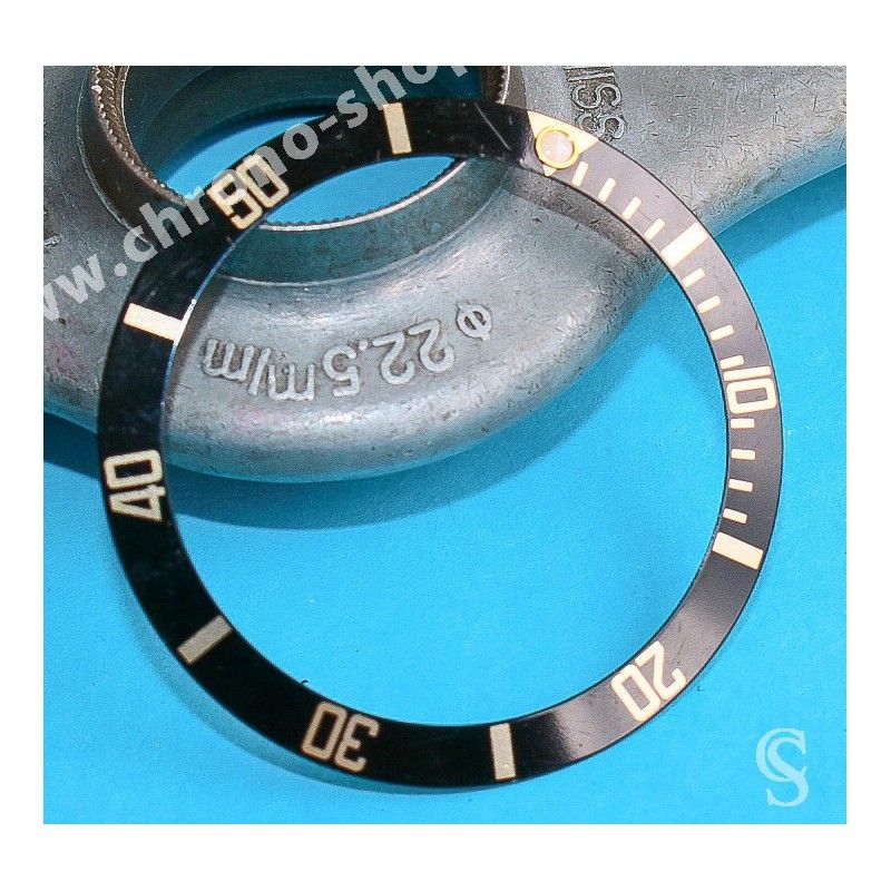 Rolex 90's Glossy Black color Submariner Date Tutone 16803, 16613, 16808, 16618 Watch Bezel Graduated Luminova Insert Part