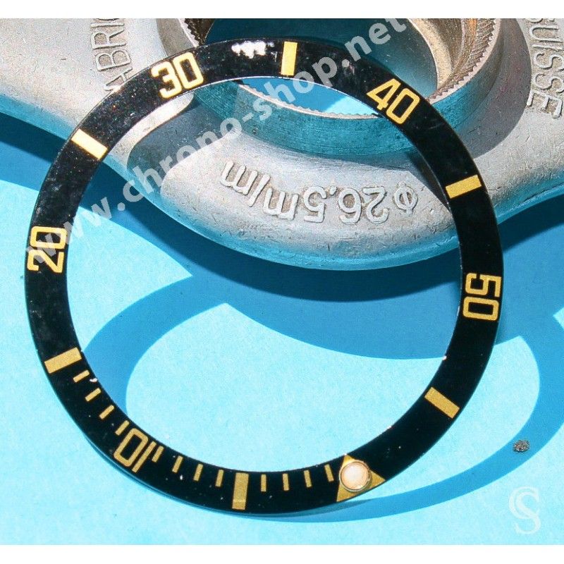 Rolex 90's Glossy Black color Submariner Date Tutone 16803, 16613, 16808, 16618 Watch Bezel Graduated Luminova Insert Part