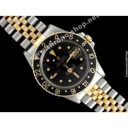 Rolex 70's Fat Font Tutone 16753 ,16758, 16750, 1675, 1675/8, 1675/3 GMT Master 18k Black & gold color Watch Bezel Insert part