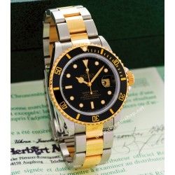 ROLEX VINTAGE INSERT NOIR & JAUNE GRADUE LUNETTE MONTRES SUBMARINER DATE OR & ACIER 16613,16618,16803,16808 TRITIUM