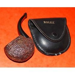 AUTHENTIQUE & RARE PIPE ROLEX EN BOIS AVEC ETUI EN CUIR