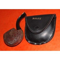 AUTHENTIQUE & RARE PIPE ROLEX EN BOIS AVEC ETUI EN CUIR