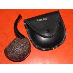 AUTHENTIQUE & RARE PIPE ROLEX EN BOIS AVEC ETUI EN CUIR