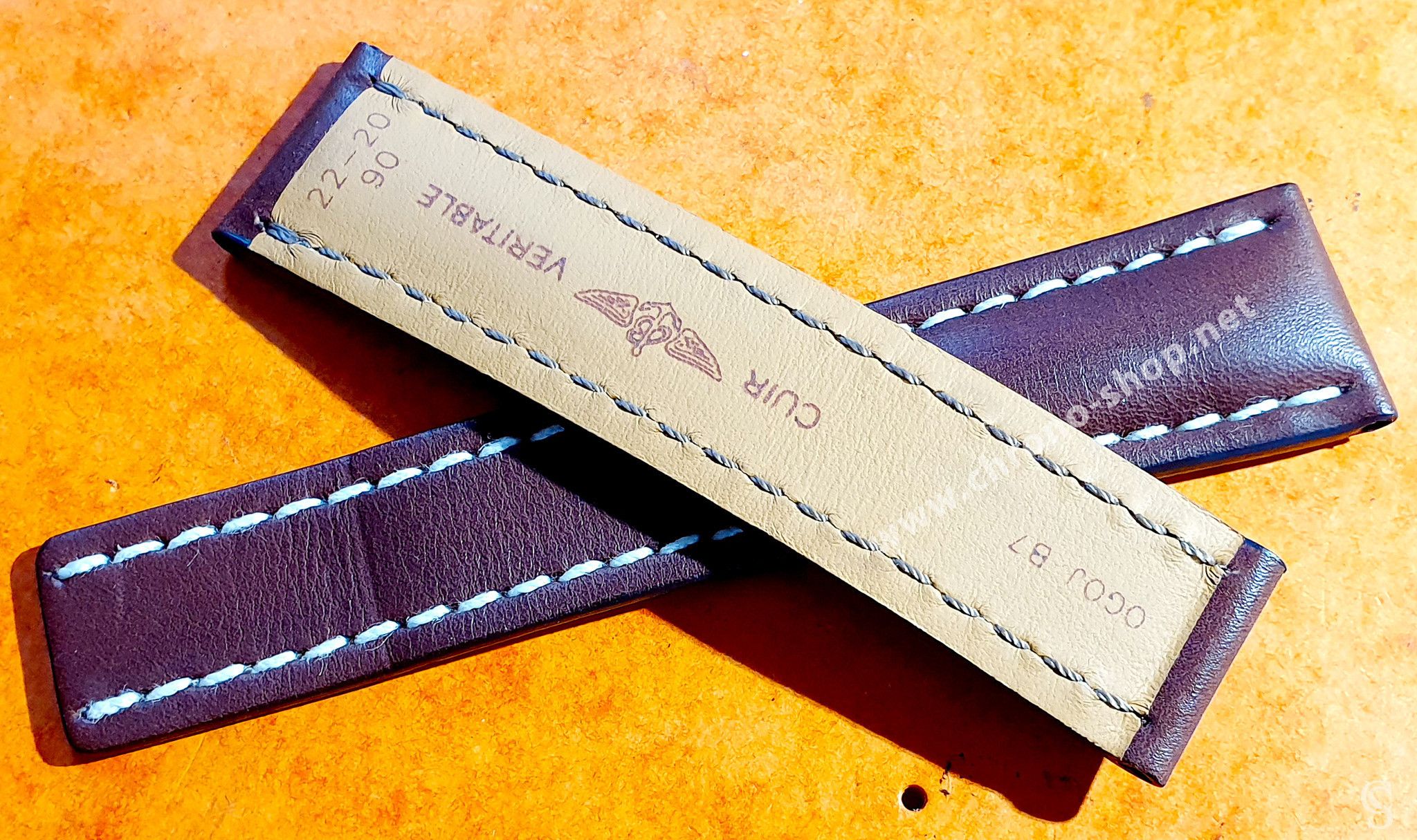 Brown novo nappa calfskin leather strap - 22 mm 438X