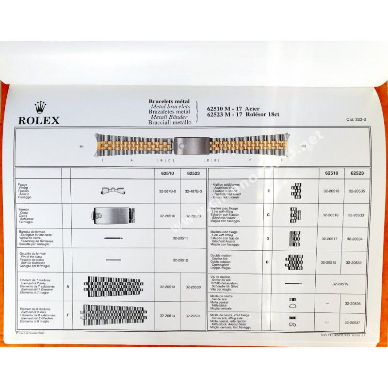 Rolex R3 Genuine Catalogue Spare Parts Catalog Bracelets