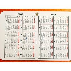 Vintage Genuine 2006, 2007 Rolex Collectible Watch Calendar Card