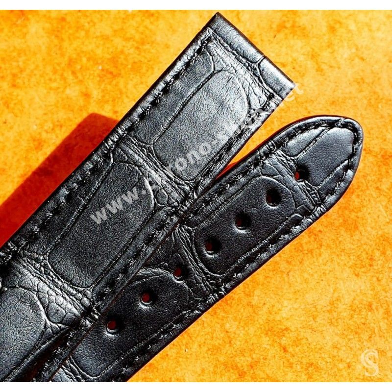 OMEGA Authentique Bracelet Cuir Alligator Noir Omega Co Axial