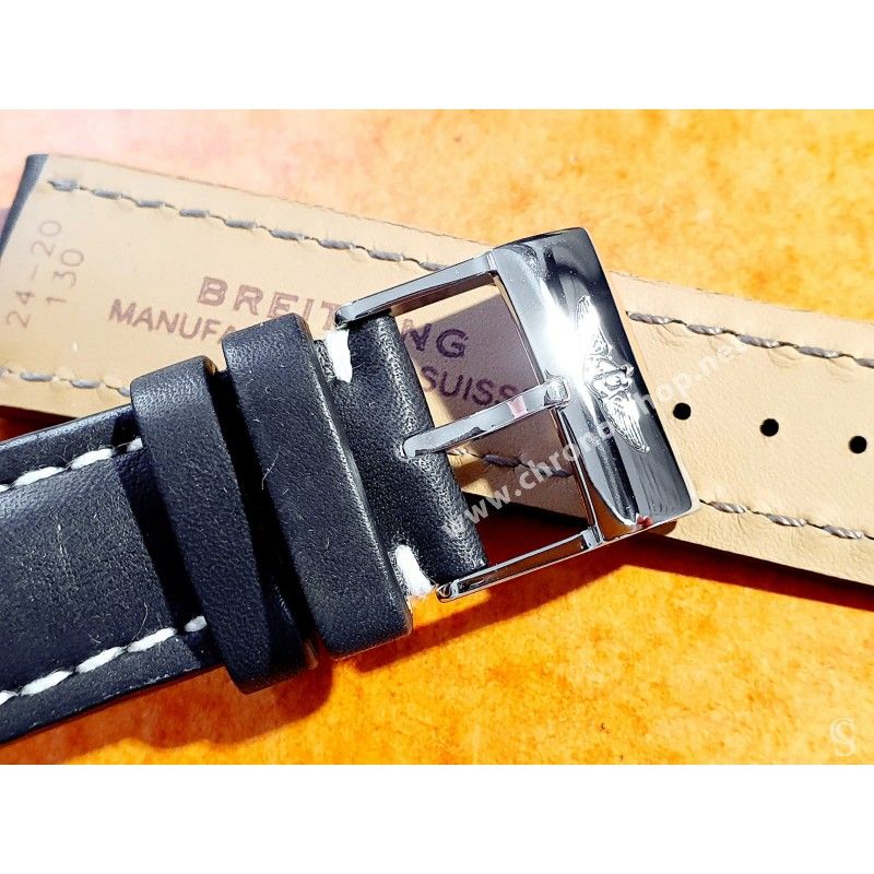 c170【ブライトリング】441X 24mm カーフ レザー ベルト 鏡面 尾錠
