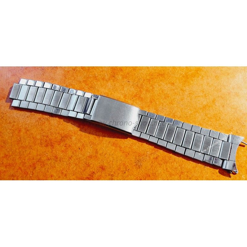 Bracelet 20mm Unsigned flat-link, folded links, 1960s watch Steel band for Seamaster 300 Omega Speedmaster