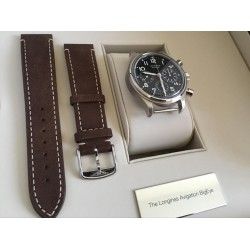 LONGINES New Watch band leather strap steel buckle part ORIGINAL 18 mm / ref. L649.101.658