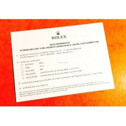 ROLEX CARTE DOCUMENT ECRIN NOTE INFORMATIVE MATERIEL Acier, Or, Rolesor, Rolesium REGLEMENTATION