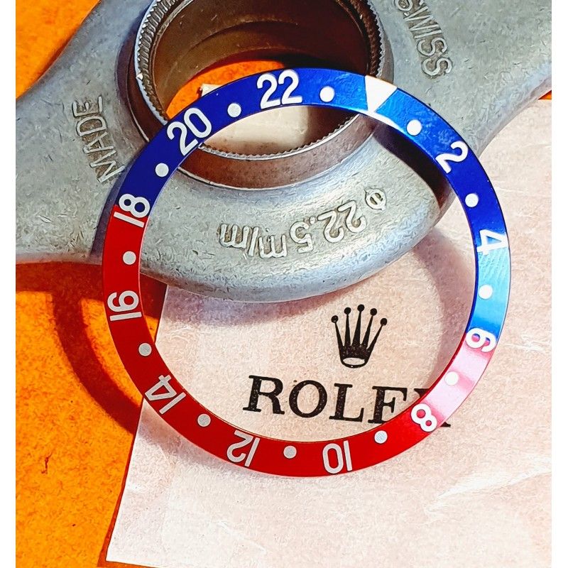 ROLEX 90's ROUGE & BLEU INSERT GRADUE 24H LUNETTE MONTRES GMT MASTER 16700,16710,16760 COULEUR PEPSI