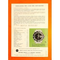 ROLEX 1961 GMT MASTER 1675, 1675 pcg, cornino COLLECTIBLE VINTAGE ANTIQUE ITALIAN BROCHURE BOOKLET LIBRETTO OLD GMT