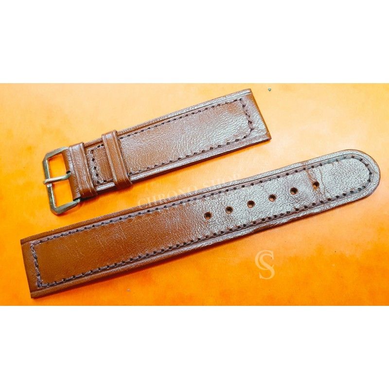 VINTAGE WATCH STRAP LEATHER TOBACCO COLOR BAND BRACELET 19mm WATCHES WITH BUCKLE