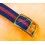 VINTAGE 70's RARE BRACELET NATO DAMES 10mm BICOLOR ROUGE & NOIR
