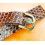 BRACELET MONTRES PLASTIQUE STYLE CUIR LEZARD MARRON 12MM AVEC BOUCLE PLAQUE OR