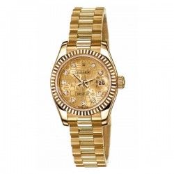 ROLEX NEW OEM LADIES DATEJUST PRESIDENT 31mm 179178 CAL.2235 YELLOW GOLD BATONS HANDSET
