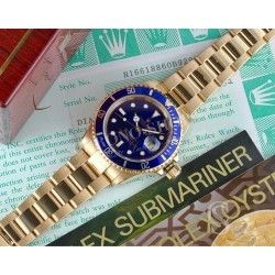 Rolex Submariner Date 18k Gold 16613,16803,16808,16618 Watch Bezel Blue Insert Graduated Tritium pearl