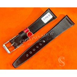VINTAGE 70's LEATHER BLACK COLOR STYLE SIMILI WATCH STRAP UNION CORCELLES SWITZERLAND