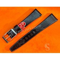VINTAGE 70's LEATHER BLACK COLOR STYLE SIMILI WATCH STRAP UNION CORCELLES SWITZERLAND