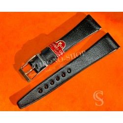 VINTAGE 70's LEATHER BLACK COLOR STYLE SIMILI WATCH STRAP UNION CORCELLES SWITZERLAND