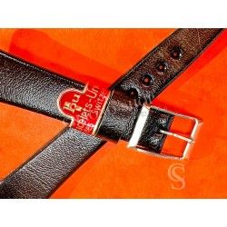VINTAGE 70's LEATHER BLACK COLOR STYLE SIMILI WATCH STRAP UNION CORCELLES SWITZERLAND