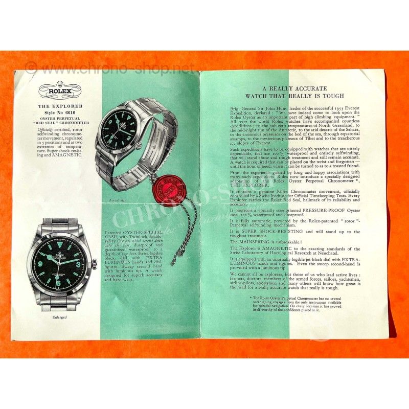 ROLEX VINTAGE 1959 Rolex Brochure booklet Advertising EXPLORER
