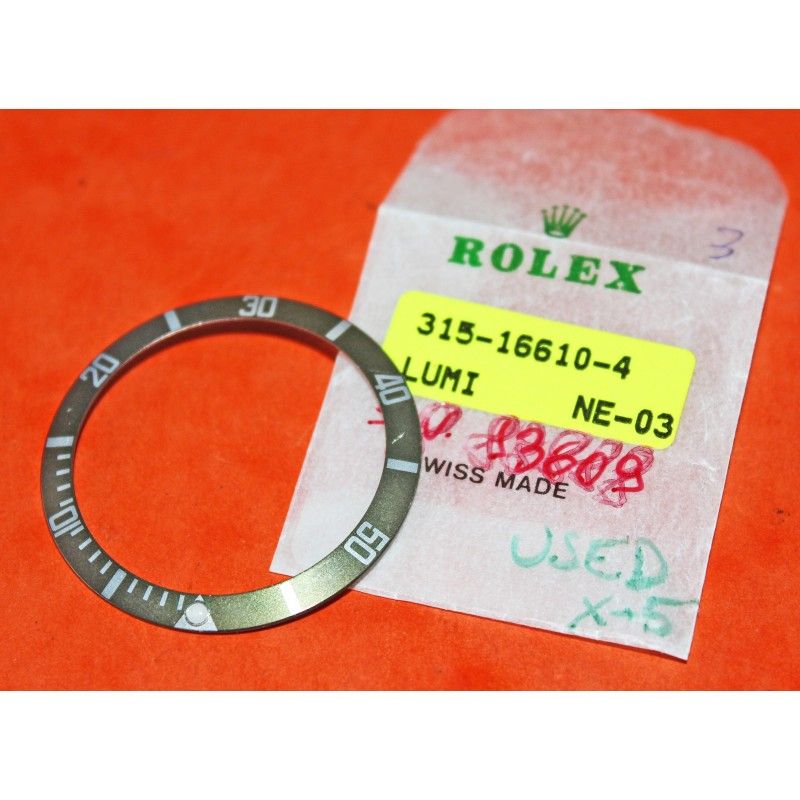 ☆★ RARE 16610 LV ROLEX BEZEL INSERT SUBMARINER DATE LIMITEE LUMINOVA DISQUE DE LUNETTE FADED ☆★ 