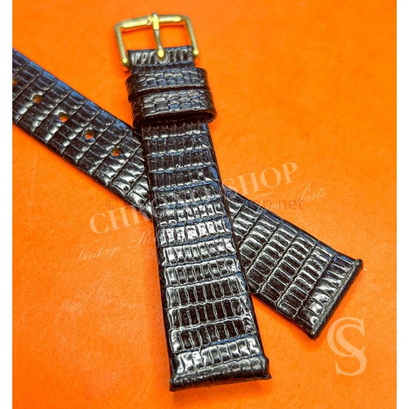 Bracelet De Montre En Cuir ZRC - Largeur 12 Mm - Cuir Veau Grain Lézard Noir - Neuf Avec étiquettes