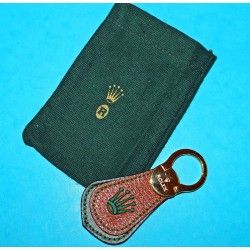 RARE PORTE CLEFS ROLEX CUIR + ECUSSON PLAQUE OR  GOODIES ACCESSOIRES CLEFS DE VOITURES PORTE CLES