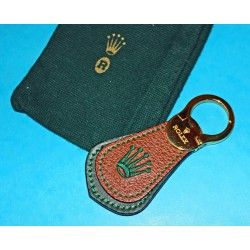 RARE PORTE CLEFS ROLEX CUIR + ECUSSON PLAQUE OR  GOODIES ACCESSOIRES CLEFS DE VOITURES PORTE CLES