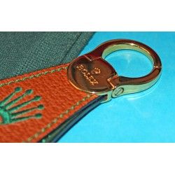 RARE PORTE CLEFS ROLEX CUIR + ECUSSON PLAQUE OR  GOODIES ACCESSOIRES CLEFS DE VOITURES PORTE CLES