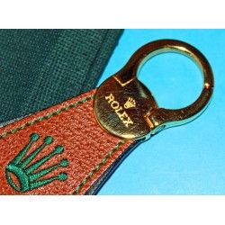 RARE PORTE CLEFS ROLEX CUIR + ECUSSON PLAQUE OR  GOODIES ACCESSOIRES CLEFS DE VOITURES PORTE CLES