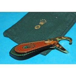 RARE PORTE CLEFS ROLEX CUIR + ECUSSON PLAQUE OR  GOODIES ACCESSOIRES CLEFS DE VOITURES PORTE CLES