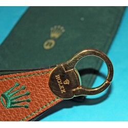 RARE PORTE CLEFS ROLEX CUIR + ECUSSON PLAQUE OR  GOODIES ACCESSOIRES CLEFS DE VOITURES PORTE CLES