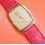 Montre Vintage Omega DeVille quartz 25mm plaqué or Bracelet cuir rouge à restaurer