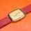 Montre Vintage Omega DeVille quartz 25mm plaqué or Bracelet cuir rouge à restaurer