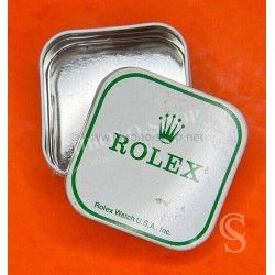 Vintage 50's Rolex Watch Part White & green Tin Box Display Metallic Container Rolex Watch USA Inc