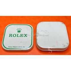 Vintage 50's Rolex Watch Part White & green Tin Box Display Metallic Container Rolex Watch USA Inc
