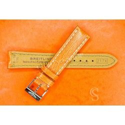 BREITLING GENUINE ORANGE COLOR LEATHER WATCH STRAP BRACELET COLT 18/16mm REF 217X TIN TANG BUCKLE