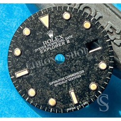 Rolex Vintage Exotic tropical Black 80's 16550, 16570 Oyster Perpetual Date Explorer II watch tritium Dial cal 3085,3185