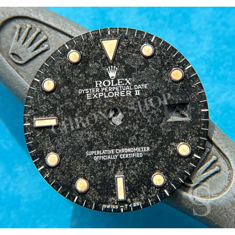 Rolex Vintage Exotic tropical Black 80's 16550, 16570 Oyster Perpetual Date Explorer II watch tritium Dial cal 3085,3185 Rolex Vintage Exotic tropical Black 80's 16550, 16570 Oyster Perpetual Date Explorer II watch tritium Dial cal 3085,3185