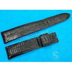 Rolex Original Vintage 70's used Lizard black color large scales Luxury Genuine Leather Watch Strap 19mm