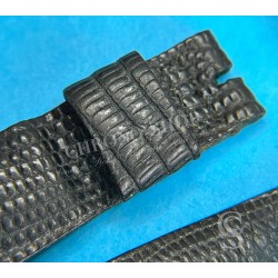 Rolex Original Vintage 70's used Lizard black color large scales Luxury Genuine Leather Watch Strap 19mm