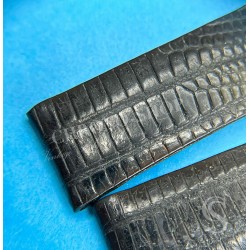 Rolex Original Vintage 70's used Lizard black color large scales Luxury Genuine Leather Watch Strap 19mm