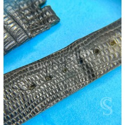 Rolex Original Vintage 70's used Lizard black color large scales Luxury Genuine Leather Watch Strap 19mm